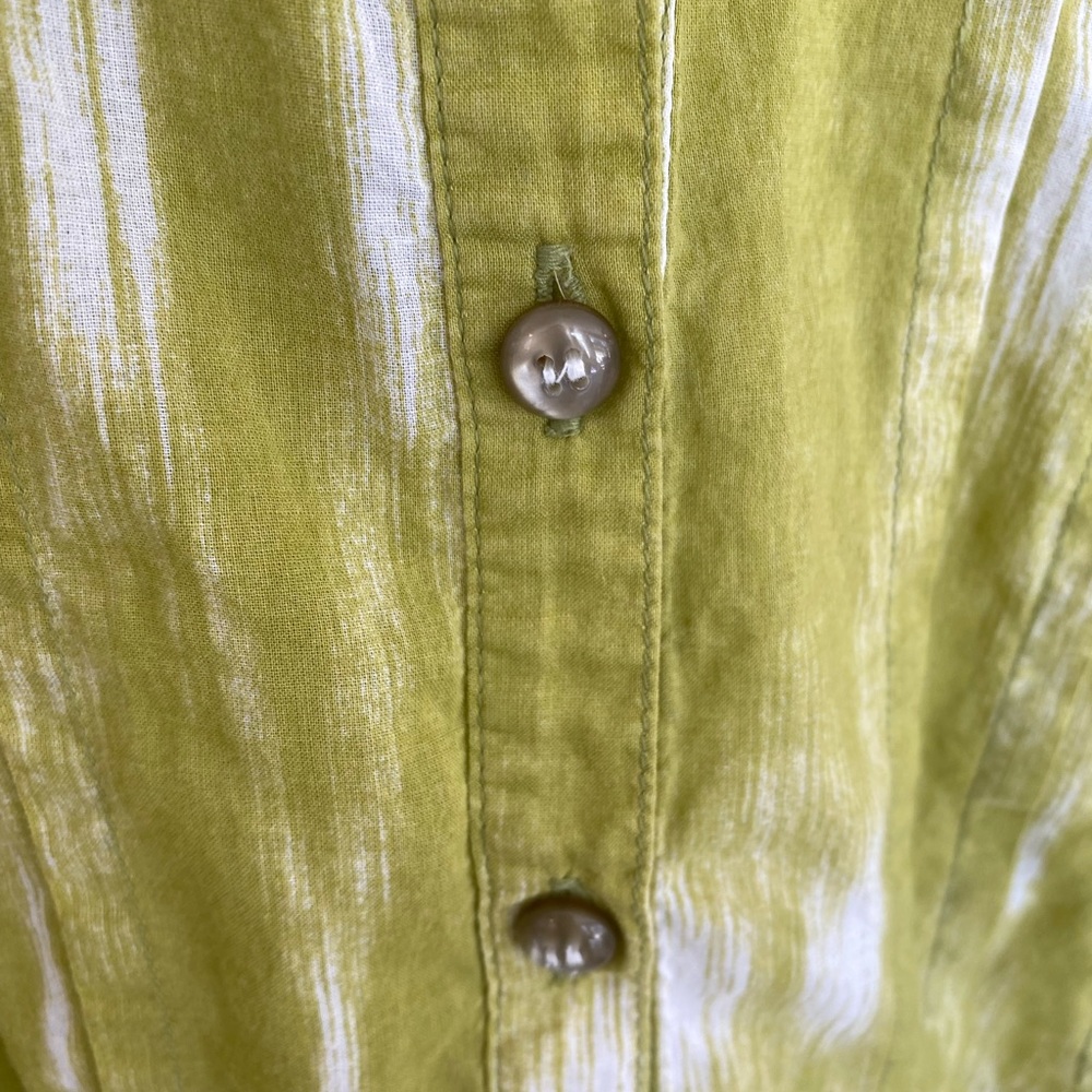 Talbots Chartreuse Avocado Green Button Down Ss M - image 3